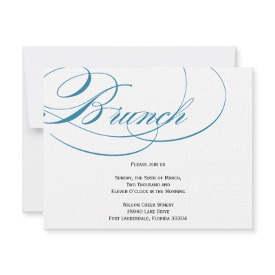 Elegant Script Brunch Invitation - Blue by OrangeOstrichDesigns