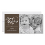 Elegant Script Holiday Photocard - Brown Customized Photo Card