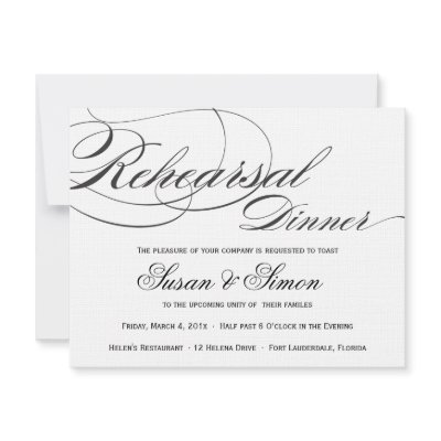 Elegant Script Rehearsal Dinner Invitation - Black by OrangeOstrichDesigns