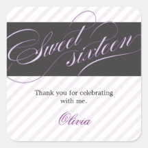 Elegant Script Sweet Sixteen Party Favour Sticker