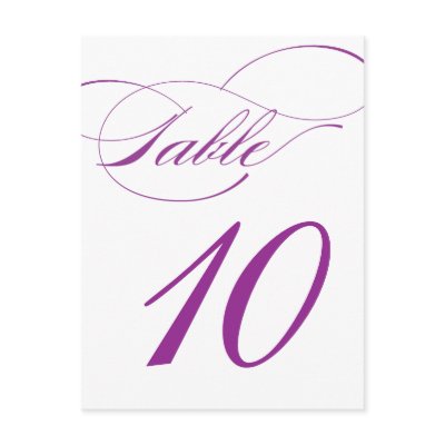 Elegant Script Table Number Postcard | Purple by OrangeOstrichDesigns
