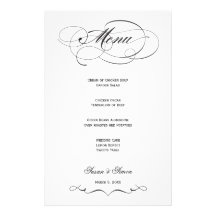 Elegant Script  Wedding Menu - Black Custom Stationery