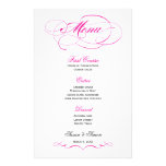 Elegant Script  Wedding Menu - Bright Pink Stationery Paper