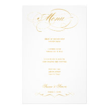 Elegant Script  Wedding Menu - Gold Customized Stationery