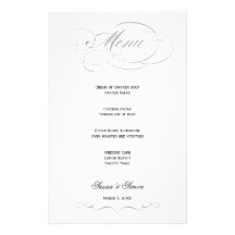 Elegant Script  Wedding Menu - Gray Custom Stationery