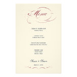 Elegant Script  Wedding Menu - Maroon Custom Stationery