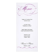 Elegant Script  Wedding Menu - Purple Custom Invite