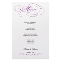 Elegant Script  Wedding Menu - Purple