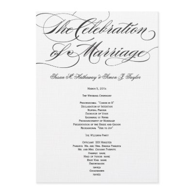 Elegant Script  Wedding Program - Black by OrangeOstrichDesigns