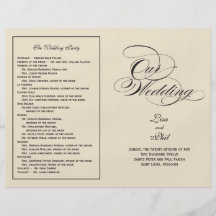 Elegant Script Wedding Program - Black & Off White Full Colour Flyer