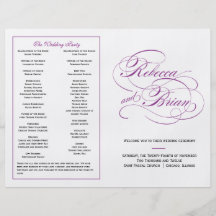 Elegant Script Wedding Program - Purple Custom Flyer