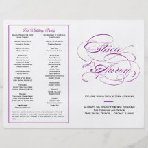 Elegant Script Wedding Program - Purple Personalized Flyer