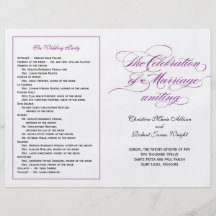 Elegant Script Wedding Program - Purple Flyers
