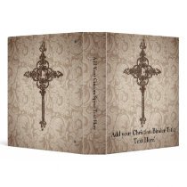 Elegant Scroll Christian Cross w/Swirl Background Vinyl Binders