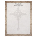 Elegant Scroll Christian Cross w/Swirl Background letterhead