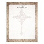 Elegant Scroll Christian Cross w/Swirl Background Letterhead Template