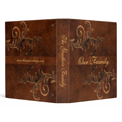 Elegant Scroll Leaf Faux Leather Family Album 3 Ring Binders by TheInspiredEdge