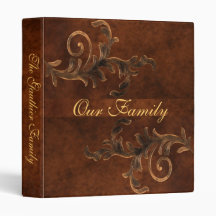 Elegant Scroll Leaf Faux Leather Family Album 3 Ring Binders