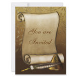 Elegant Scroll Quill and Inkwell Invites