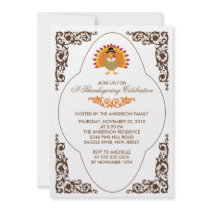 Elegant Scroll Turkey Thanksgiving Invitations