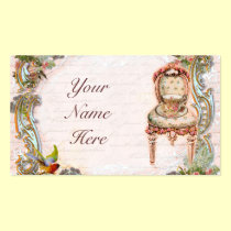 Elegant Scrolls & Pink Roses & Teacup business cards