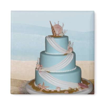 Elegant Sea Shell Wedding cake Refrigerator Magnet by perfectpostage