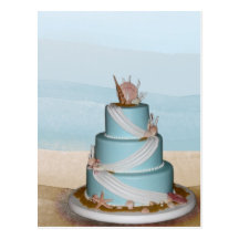 Elegant Sea Shell Wedding cake Post Cards