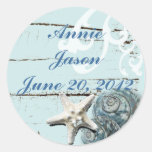 Elegant Seashells Beach Wedding Stationery Sticker
