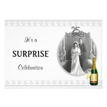 Elegant Silver 25th Anniversary Party invitations