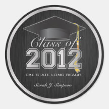Elegant Silver & Black Class of 2012 Stickers