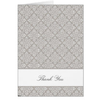 Elegant Silver Cloud Damask Thank You Card cards