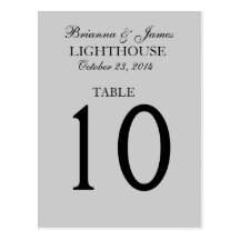 Elegant Silver Grey Wedding Table Number Card Postcard