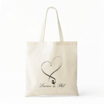 Elegant silver heart DIY Template Canvas Bags