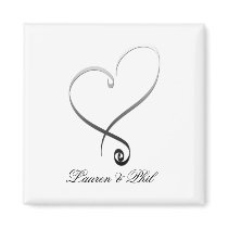 Elegant silver heart DIY Template Fridge Magnet