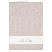 Elegant Silver Peony Damask Thank You Card cards
