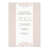 Elegant Silver Peony Damask Wedding Invitation invitations
