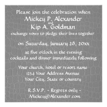 Elegant Silver Snakeskin Ceremony and RSVP Personalized Invites