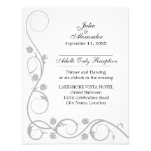 Elegant Silver Swirls Reception Cards Personalized Announcements