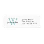 Elegant Simple Address Label White Blue Initial