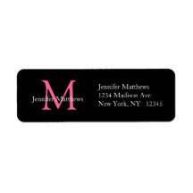 Elegant Simple Address Labels Pink Initial