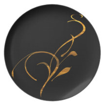 Elegant Simple Gold Black Dinner Party Plate