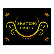 elegant skating party postcard