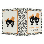 Elegant skulls Halloween orange wedding binder