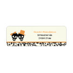 Elegant skulls Halloween orange wedding label