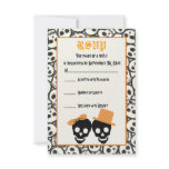 Elegant skulls Halloween orange wedding RSVP card Personalized Invitation
