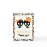 Elegant skulls Halloween orange wedding Thank You