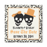 Elegant skulls Halloween wedding Save the Date Fridge Magnets