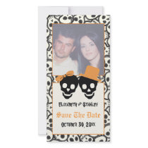 Elegant skulls Halloween wedding Save the Date