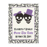 Elegant skulls Halloween wedding Save the Date Postcard