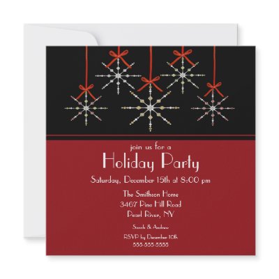Elegant Snowflake Ornament Holiday Party Personalized Invites by celebrateitinvites
